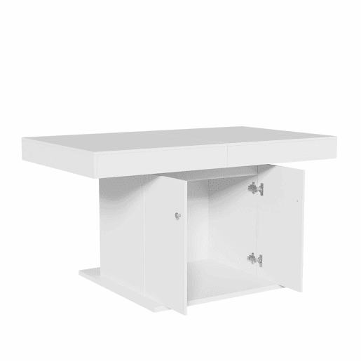Mesa de jantar extensível - com arrumação por baixo - estilo moderno - Branco