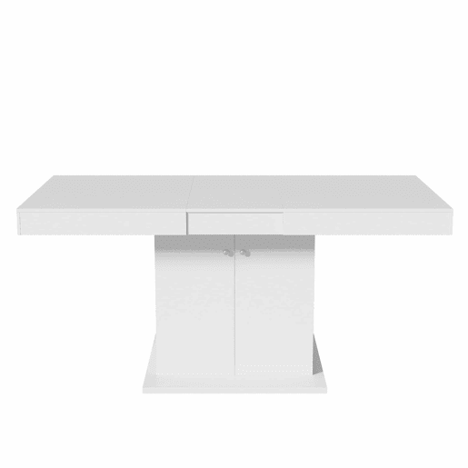 Mesa de jantar extensível - com arrumação por baixo - estilo moderno - Branco