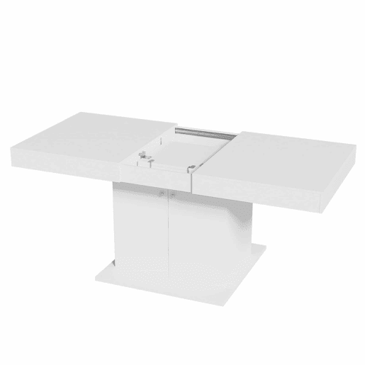 Mesa de jantar extensível - com arrumação por baixo - estilo moderno - Branco