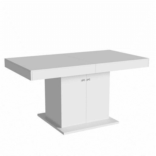 Mesa de jantar extensível - com arrumação por baixo - estilo moderno - Branco