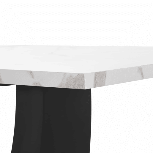 Mesa de jantar 140x75,5 cm - Mesa de cozinha moderna, estrutura em metal, padrão marmorizado, pés ajustáveis - BrancoPreto
