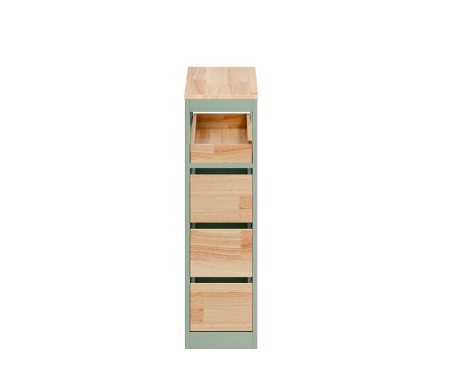 Sobuy | mueble auxiliar de baño verde con 4 ruedas | mueble estrecho para baño con 3 cajones | mueble de baño | 23.3x65.3x82.0 cm | capacidad de carga 40 kg | bzr54-ii-gr