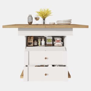 Mesa extensível telescópica 110-140×80 cm - Mesa dobrável para 4-6 pessoas - Design minimalista - Branco