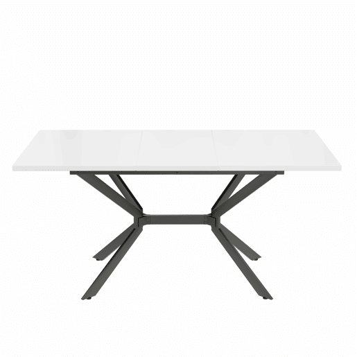 Mesa de jantar extensível 120160*80 cm - pernas em metal preto - branco