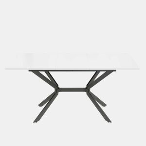 Mesa de jantar extensível 120160*80 cm - pernas em metal preto - branco