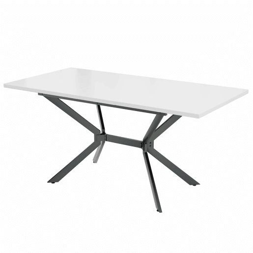 Mesa de jantar extensível 120160*80 cm - pernas em metal preto - branco