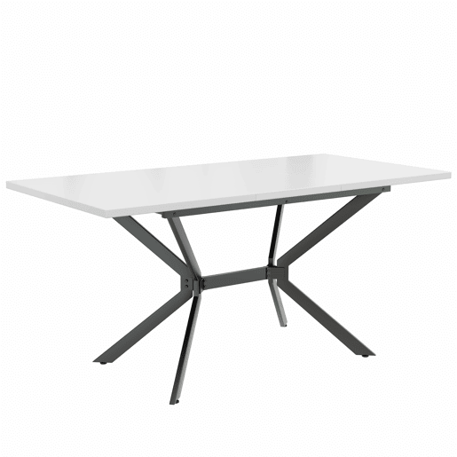 Mesa de jantar extensível 120160*80 cm - pernas em metal preto - branco
