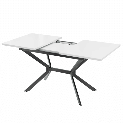 Mesa de jantar extensível 120160*80 cm - pernas em metal preto - branco
