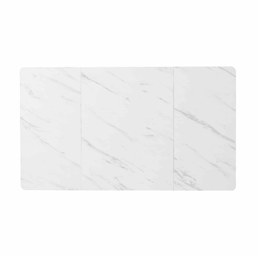 Mesa de jantar 140x80 cm com pés reguláveis - estrutura metálica - folheado de mármore - Branco e dourado