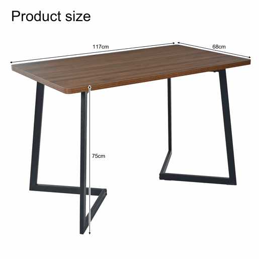 Mesa de jantar - tampo em madeira - pernas em metal preto - 117x68cm - Castanho e preto