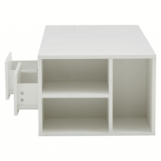 Mesa de centro 100x50x35 cm - Sofá com LED, mesa de café com 2 gavetas, capacidade de carga de 60 kg, branco