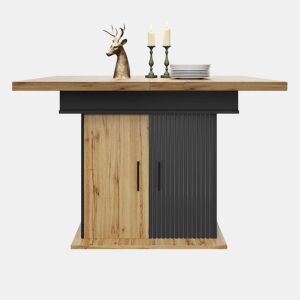 Mesa extensível telescópica 110-140×80 cm - Mesa de jantar retro, dobrável, para 4-6 pessoas - PretoNatural