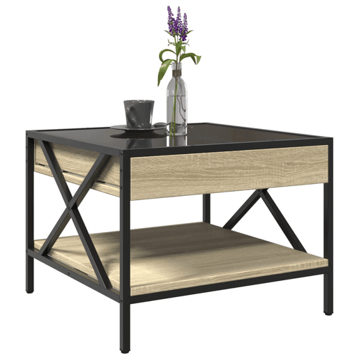 Mesa de Centro, Mesa baixa, luzes LED Infinity 50x50x38 cm carvalho sonoma