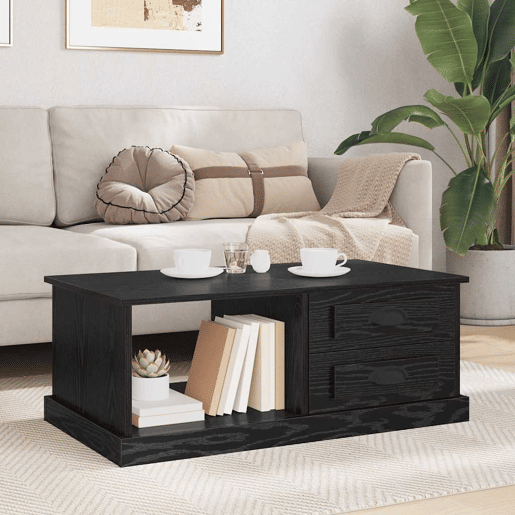 Mesa de Centro, Mesa baixa, com gaveta Carvalho Preto 90 x 50 x 35 cm