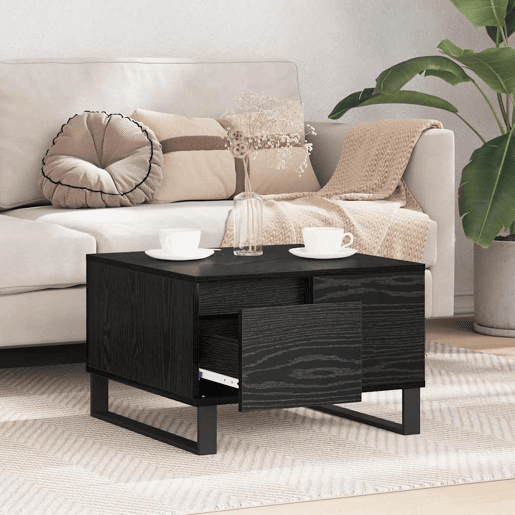 Mesa de Centro, Mesa baixa, com gaveta Carvalho Preto 55 x 55 x 36,5 cm
