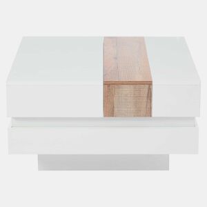 Mesa auxiliar 70x70x39 cm - Mesa de centro com tampo extensível, arrumação oculta, branca + cor principal