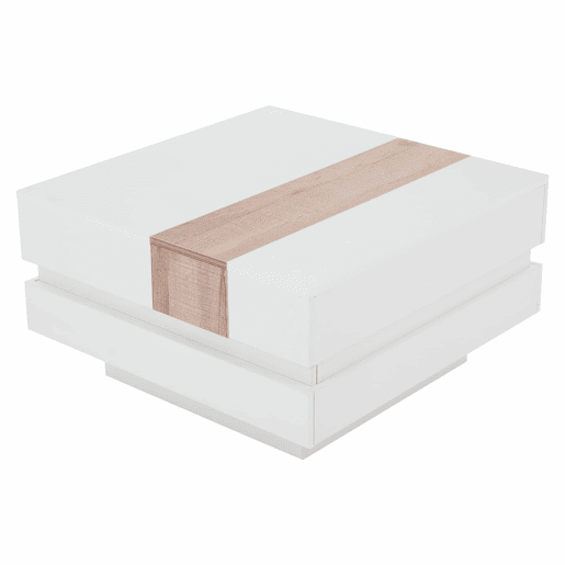 Mesa auxiliar 70x70x39 cm - Mesa de centro com tampo extensível, arrumação oculta, branca + cor principal Mesa auxiliar 70x70x39 cm - Mesa de centro com tampo extensível, arrumação oculta, branca + cor principal