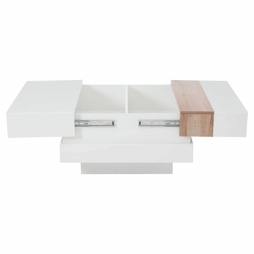 Mesa auxiliar 70x70x39 cm - Mesa de centro com tampo extensível, arrumação oculta, branca + cor principal Mesa auxiliar 70x70x39 cm - Mesa de centro com tampo extensível, arrumação oculta, branca + cor principal