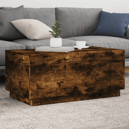 Mesa de Centro, Mesa baixa, com luzes LED 90x50x40 cm carvalho fumado