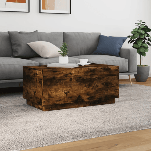 Mesa de Centro, Mesa baixa, com luzes LED 90x50x40 cm carvalho fumado