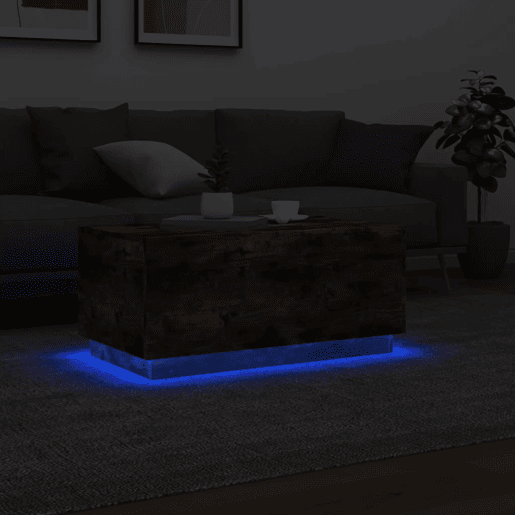 Mesa de Centro, Mesa baixa, com luzes LED 90x50x40 cm carvalho fumado