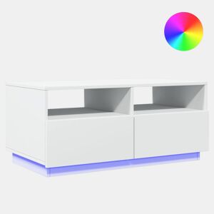 Mesa de Centro, Mesa baixa, com luzes LED 90x49x40 cm branco