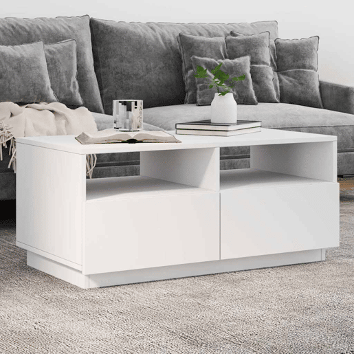 Mesa de Centro, Mesa baixa, com luzes LED 90x49x40 cm branco Mesa de Centro, Mesa baixa, com luzes LED 90x49x40 cm branco