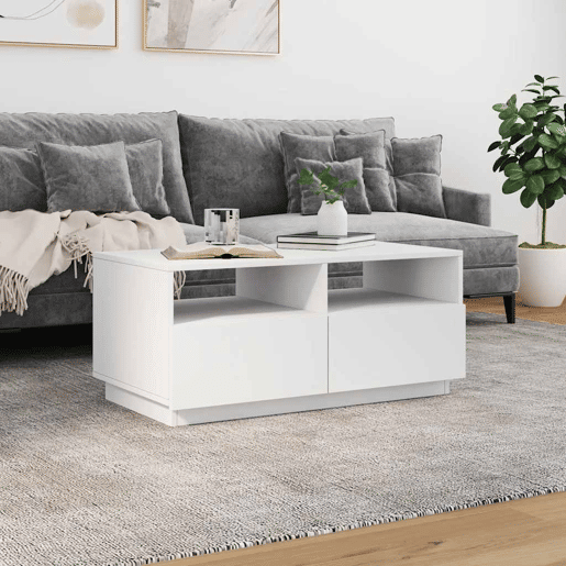 Mesa de Centro, Mesa baixa, com luzes LED 90x49x40 cm branco Mesa de Centro, Mesa baixa, com luzes LED 90x49x40 cm branco