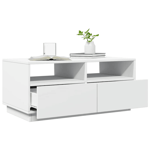 Mesa de Centro, Mesa baixa, com luzes LED 90x49x40 cm branco Mesa de Centro, Mesa baixa, com luzes LED 90x49x40 cm branco