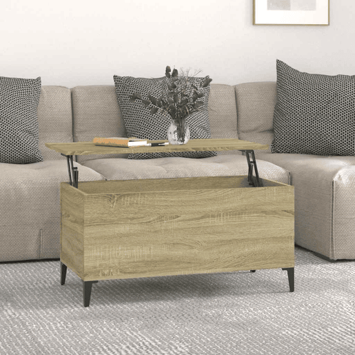 Mesa de Centro, Mesa baixa, 90x44,5x45 cm derivados madeira carvalho sonoma