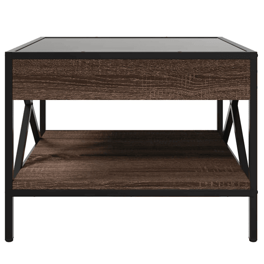 Mesa de Centro, Mesa baixa, luzes LED Infinity 50x50x38 cm carvalho castanho