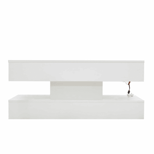 Mesa de centro 100x50x42 cm - Com iluminação LED e arrumação oculta - Branco