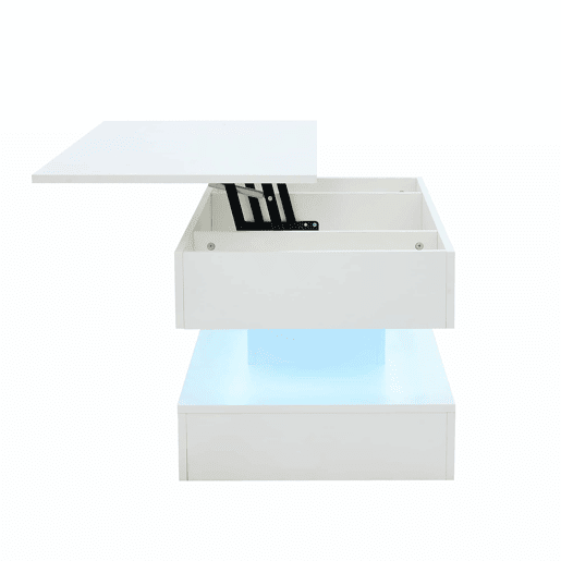Mesa de centro 100x50x42 cm - Com iluminação LED e arrumação oculta - Branco