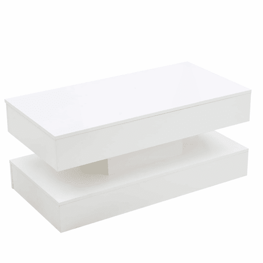 Mesa de centro 100x50x42 cm - Com iluminação LED e arrumação oculta - Branco