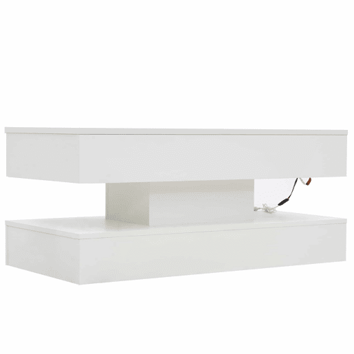 Mesa de centro 100x50x42 cm - Com iluminação LED e arrumação oculta - Branco