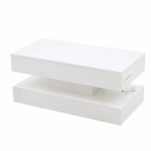 Mesa de centro 100x50x42 cm - Com iluminação LED e arrumação oculta - Branco
