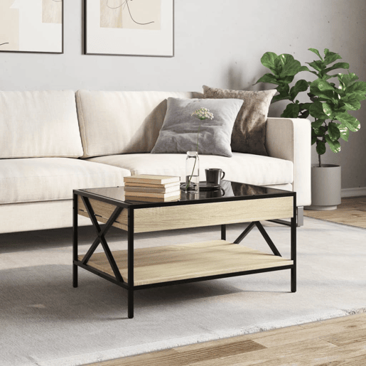 Mesa de Centro, Mesa baixa, luzes LED Infinity 70x50x38 cm carvalho sonoma