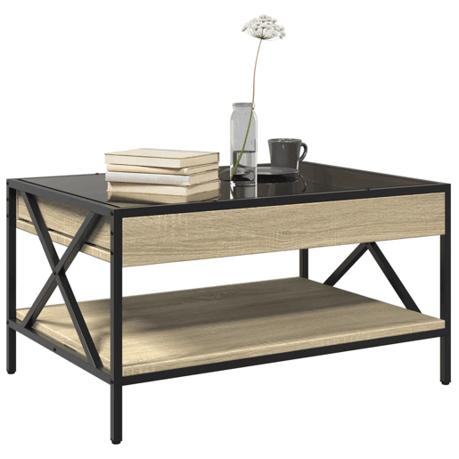 Mesa de Centro, Mesa baixa, luzes LED Infinity 70x50x38 cm carvalho sonoma