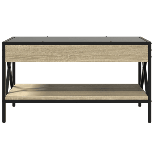 Mesa de Centro, Mesa baixa, luzes LED Infinity 70x50x38 cm carvalho sonoma