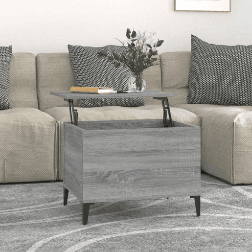 Mesa de Centro, Mesa baixa, 60x44,5x45 cm derivados de madeira cinza sonoma