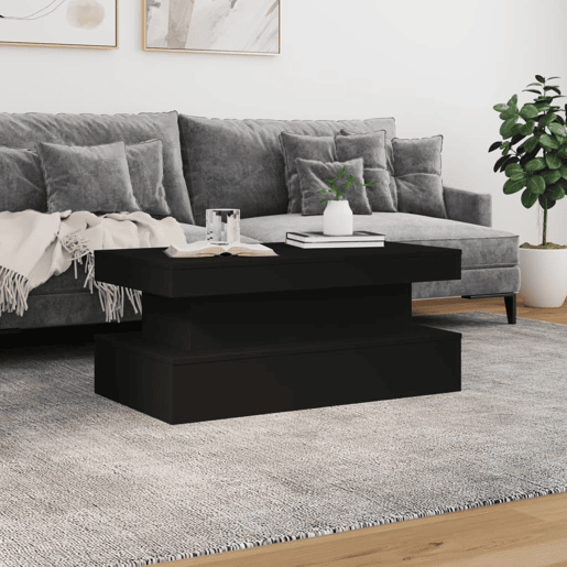 Mesa de Centro, Mesa baixa, com luzes LED 90x50x40 cm preto