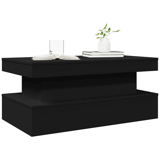 Mesa de Centro, Mesa baixa, com luzes LED 90x50x40 cm preto