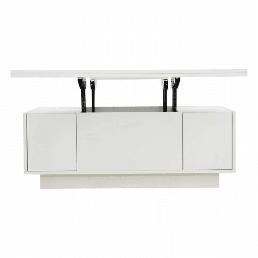 Mesa de centro moderna com mecanismo duplo elevável, arrumação oculta, suporta até 50 kg - Branco