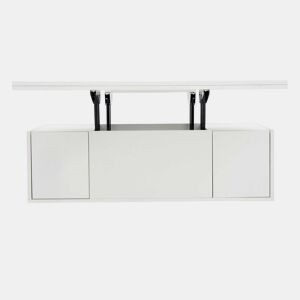 Mesa de centro moderna com mecanismo duplo elevável, arrumação oculta, suporta até 50 kg - Branco