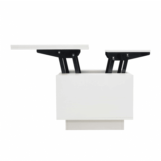 Mesa de centro moderna com mecanismo duplo elevável, arrumação oculta, suporta até 50 kg - Branco