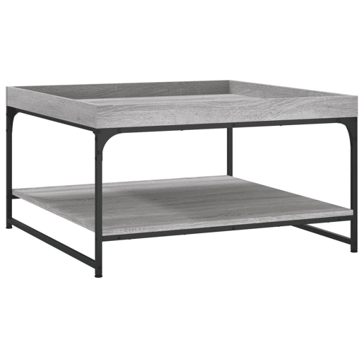 Mesa de Centro, Mesa baixa, 80x80x45 cm derivados madeiraferro cinza sonoma