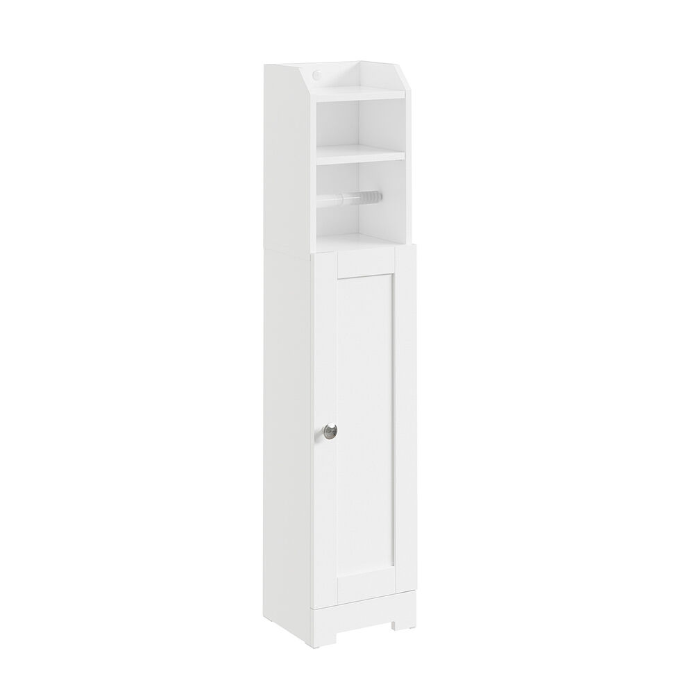 SoBuy Mueble portarrollos con escobillero de 1 puerta FRG177-II-W