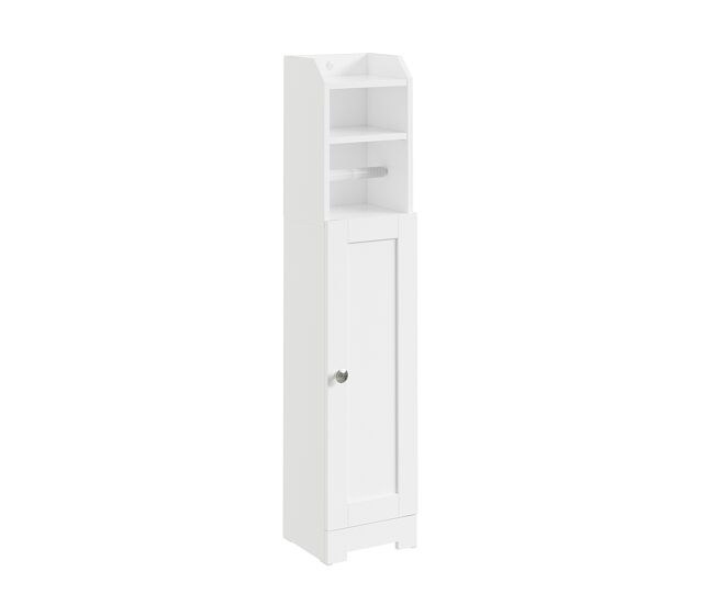 Sobuy | mueble portarrollos con escobillero frg177-ii-w | white | 20x18x95 cm | fiberboard/mdf