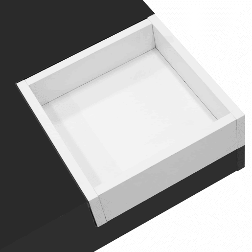 Mesa de centro quadrada com caixa de arrumação extraível - Luzes LED na parte inferior - Preto