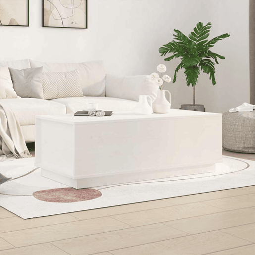 Mesa de Centro, Mesa baixa, 100x50x35 cm pinho maciço branco